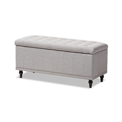 Baxton Studio Kaylee Modern Classic Grayish Beige Fabric Upholstered Button-Tufting Storage Ottoman Bench